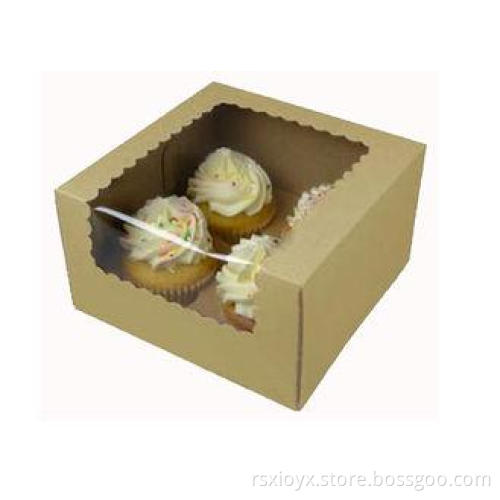 Cupcake / Bakery Recycled Paper Boxes , Kraft Cake Box Tray